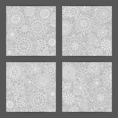 Set of patterns with flowers. Ornate zentangle texture, pattern with abstract flowers. Pattern can be used for wallpaper, pattern fills, web page background, surface textures.