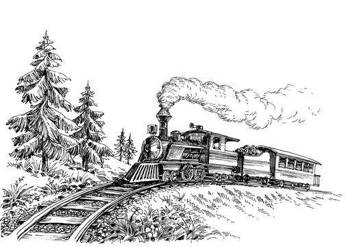 Steam Train Drawing Images – Browse 6,871 Stock Photos, Vectors, and Video  | Adobe Stock