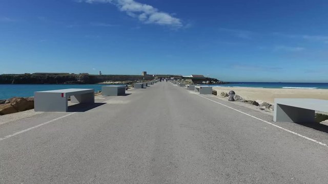 Tarifa, Andalusia, Spagna - April 16, 2016: Vista del continente Africano, coste marocchine dalla citt&agrave; di Tarifa (Ultra High Definition, UltraHD, Ultra HD, UHD, 4K, 2160P, 3840x2160)
