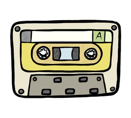 tape cassette / cartoon vector and illustration, hand drawn style, isolated on white background.