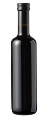 Isolated small unlabelled bottle of red wine