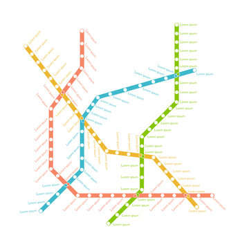 metro or subway map design template. city transportation scheme concept. Vector illustration