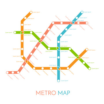 Metro or subway map design template. city transportation scheme concept. Vector illustration