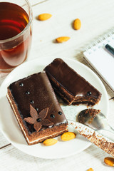 Cake with nuts for breakfast. Tasty and healthy.
