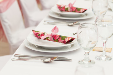 table set for event or wedding