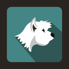 White terrier dog icon, flat style