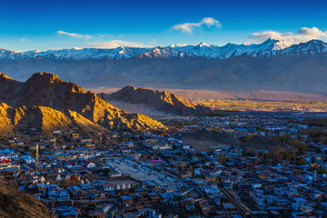 View of Leh city, the capital of Ladakh - obrazy, fototapety, plakaty