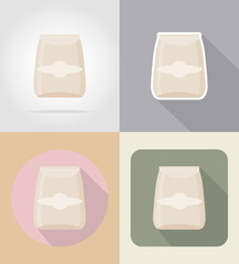 packaging for products food and objects flat icons vector illust