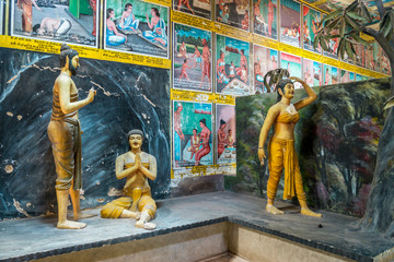 Fototapeta premium MATARA, SRI LANKA - Weherahena buddhist temple is said be the largest and the first tunnel temple in the world.The 600 feet tunnel was fist build by excavating the mound of earth.