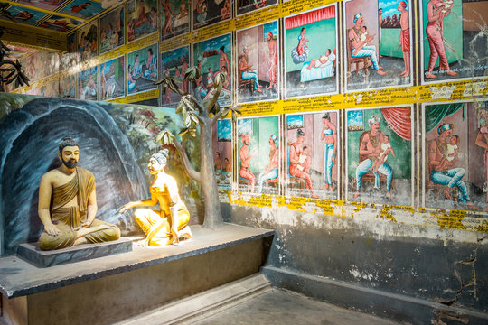 MATARA, SRI LANKA - Weherahena buddhist temple is said be the largest and the first tunnel temple in the world.The 600 feet tunnel was fist build by excavating the mound of earth.
