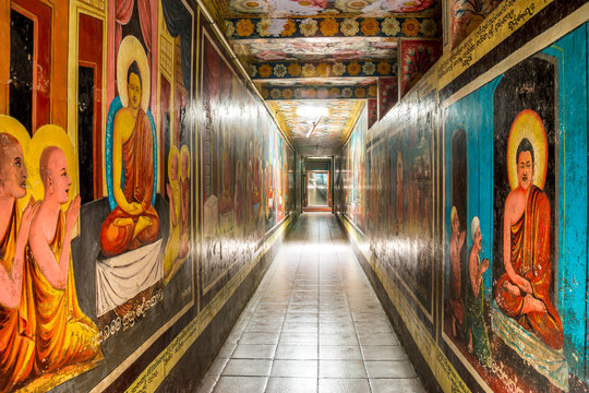 MATARA, SRI LANKA - Weherahena buddhist temple is said be the largest and the first tunnel temple in the world.The 600 feet tunnel was fist build by excavating the mound of earth.