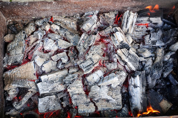 The coals in the grill