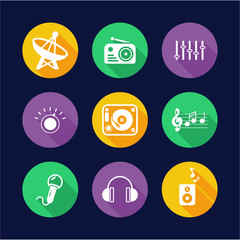 Radio Station Icons Flat Design Circle