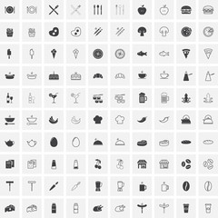 Food full and outline icons set