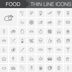 Food outline icons set