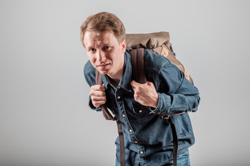 Student with a heavy backpack