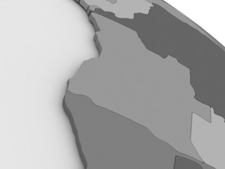 Angola on grey 3D map
