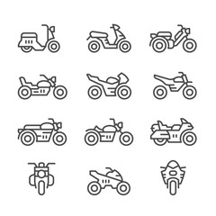 Set line icons of motorcycles