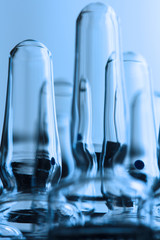 medical ampoules bottom view,  toned photo