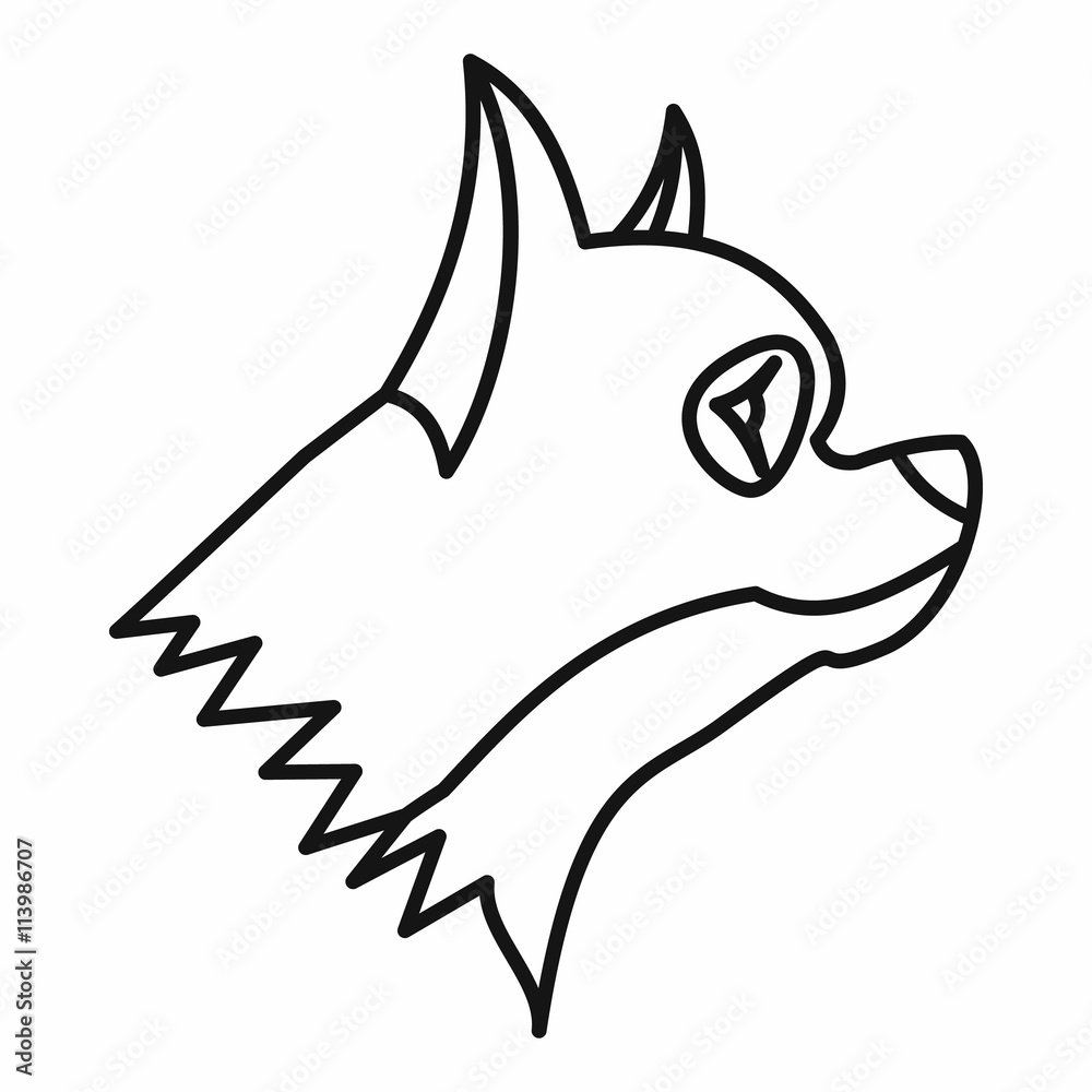 Sticker pinscher dog icon, outline style