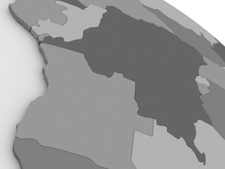 Democratic Republic of Congo on grey 3D map