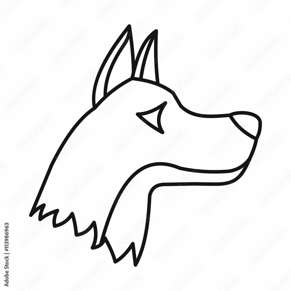 Sticker doberman dog icon, outline style