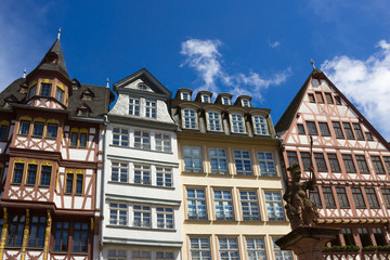 The old town with the Justitia statue in Frankfurt