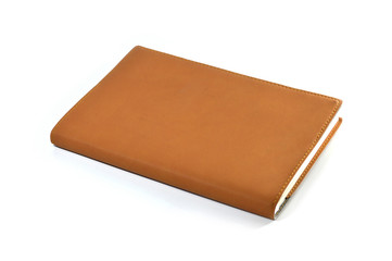 brown leather notebook