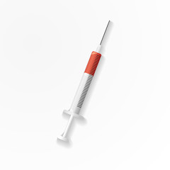 Fototapeta premium Syringe with red liquid isolated on white background