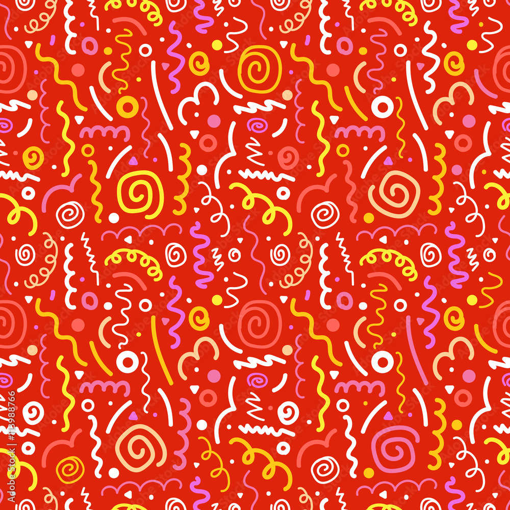 Poster different hand-drawn doodle elements pattern. abstract seamless