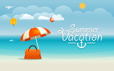 Summer seaside vacation illustration. Summer vacation concept