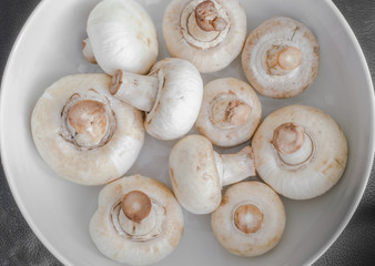 Top View of Fresh Champignons Before Cooking