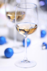 Wineglasses on blurred background