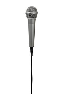 Silver microphone on white