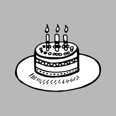 cake with candles on a tray