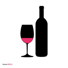 Glass and bottle of red wine