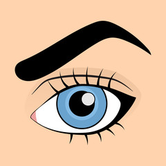 Human blue eye in cartoon style