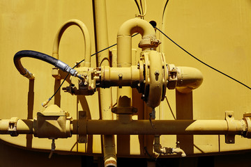 Water tanker hydraulic pump system closeup