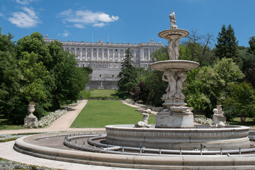 Fototapeta na wymiar Gardens around the Royal Palace of Madrid, Spain