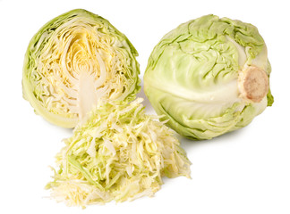 Fototapeta premium cut young cabbage head isolated on white background