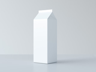 White blank milk package. 3d rendering