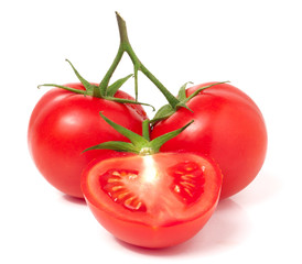 branch of tomato with half isolated on white background