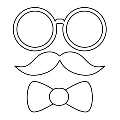 glasses mustache and bowtie
