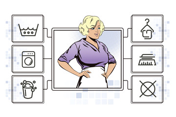 Girl from cleaning service. Infographic your brand.