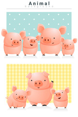 Animal background with Pigs , vector, illustration