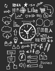 Hand drawn business icon set