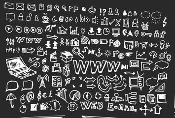 Hand drawn business icon set