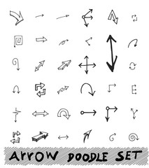 Vector hand drawn arrows set isolated on white sketch