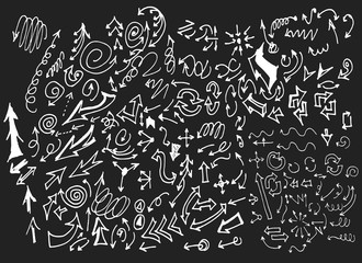 arrows doodle set on blackboard EPS10 vector