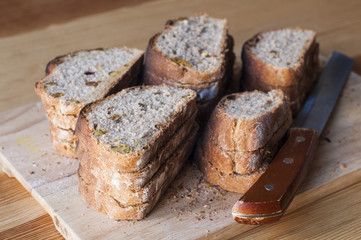 Delicious homemade bread sliced